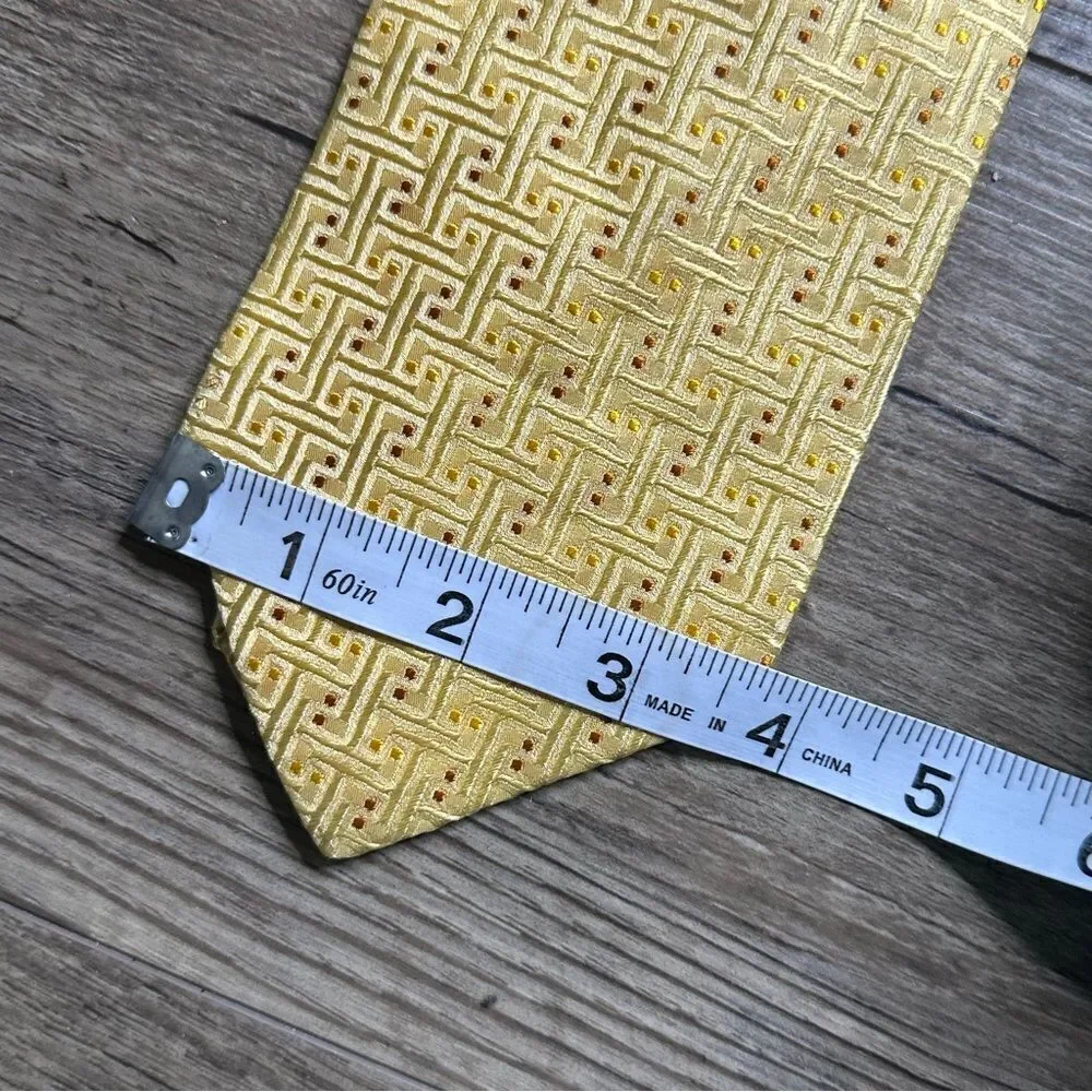 Dormeuil Yellow and Gold Patterned Silk Power Tie‎